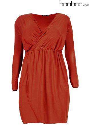 Boohoo Plus Wrap Front Dress